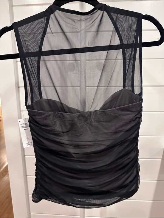 Abercrombie & Fitch Tops - Abercrombie Sheer Black Mesh Ruched Tank Top